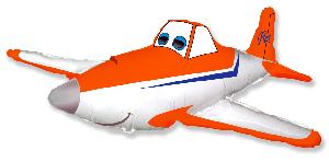 Воздушный шар 32"(80см) фигурный Фольгированный FLEXMETAL оранжевый ("Гоночный самолет"), шт