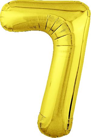 Воздушный шар 40"(100см) цифра Фольгированный AGURA золотой ("7"), шт